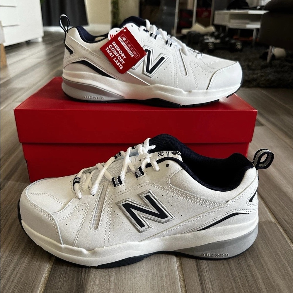 Men's New Balance 608 V5 Running Shoes - White Blue (4E Wide Width) MX608WN5
